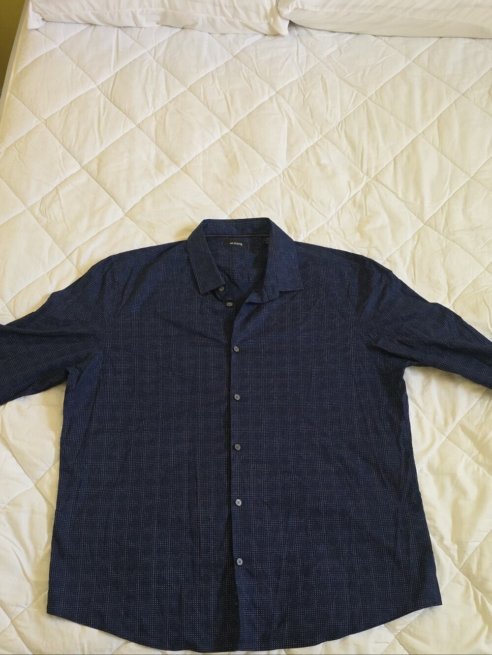 Alfani Men's Dark Navy Patterned Button-Down Shirt XXL